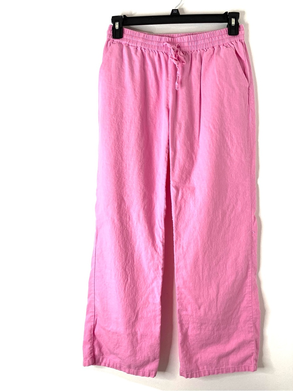 Love Tree Pink Linen Blend Wide Leg Drawstring Pull On Pants